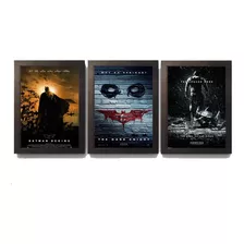 3 Quadros Com Moldura Trilogia Batman Christopher Nolan 