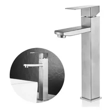 Torneira Banheiro Lavabo Monocomando Alta Metal Inox Prata