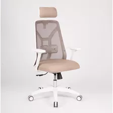 Sillón Ergonómico Tokio Premium White Diseño Exclusivo Rossi Color Tela Marathon Beige