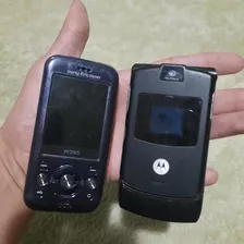 2 Celulares 00s Motorola Razr V3 & Sony Ericsson W395 Leia