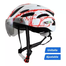 Casco De Bicicleta Con Lentes Tipo Montaña Fon400w Freeon Color Blanco Talla G