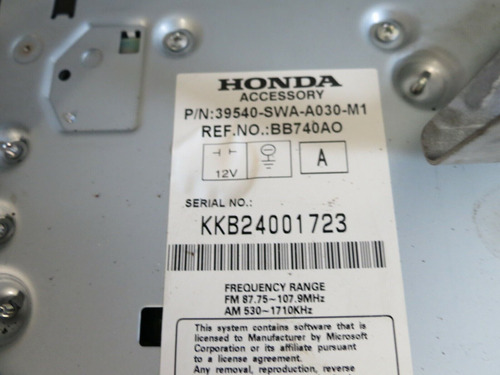  10-11 Honda Crv Cr-v Xm Radio Cd Gps Player Dash Scr Ccp Foto 6