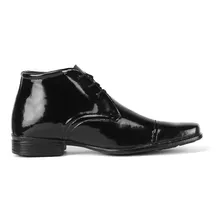 Bota Social Verniz Sapato Coturno Preto Masculino Mambo