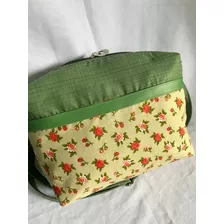 Linda Bolsa Lateral Florida E Verde Tricoline Feminina