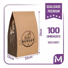 Sacos Kraft Fast Food Delivery Sos 100unid - M (22x12x34)