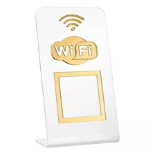 Placa Qr Code Wifi Balcão Comercio Acrilico Cristal 8 X 15cm Cristal Com Dourado