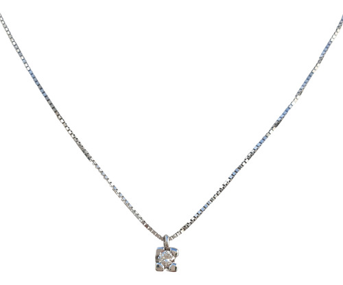 Colar Veneziano Ponto De Luz Diamante 5 Pontos Ouro 18k 750 Branco