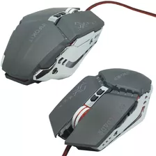 Mouse Gamer 6 Botões Led Rgb 4 Cores Cabo Usb Cinza 2400 Dpi