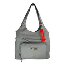 Bolsa / Bolso Rosetti De Mano Para Dama Mujer Estilo Tote Color Gris Claro Color De La Correa De Hombro Negro