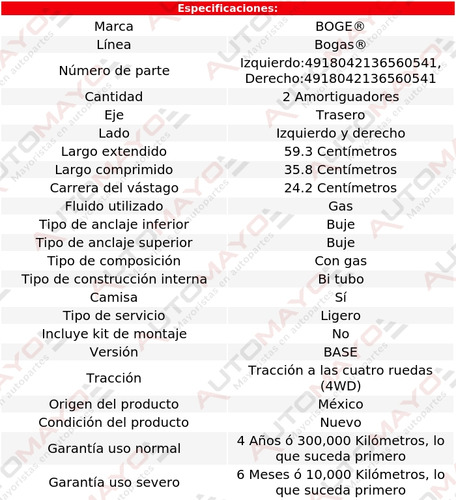 2 Amortiguadores Gas Tras Boge Land Cruiser L6 4.2l 85-87 Foto 2