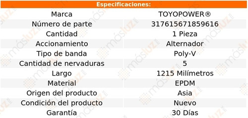 Banda Para Alternador 500 4 Cil 1.4l 2014/2019 Toyopower Foto 4