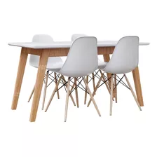 Combo Escandinavo Nordico Mesa 120-160 + 4 Sillas Eames