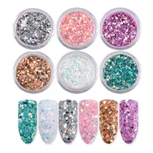 Gliter Flocos Para Unhas Purpurina Rosa Dourado Prata Azul