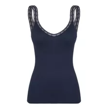 Blusa Lupo Feminina Com Renda Regata Loba Sem Costura