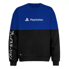 Blusa De Frio Playstation Moletom Katakana Azul E Preto P