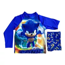 Conjunto Infantil Sonic Com Proteção Solar Uv50 Menino