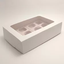50 Caixas 12 Mini Cupcake Branco - Visor De Acetato