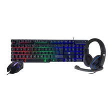 Kit Gaming 3 En 1 Teclado Mouse Y Auricular C/luces