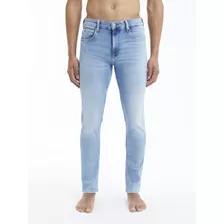 Jeans Desteñidos De Corte Slim Celeste Calvin Klein