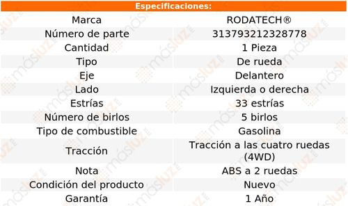 (1) Maza Rueda Del Izq/der Raider 3.7l 6 Cil 4wd 06/09 Foto 5