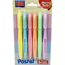 Caneta Marca Texto Tom Pastel Kit Com 6 Cores Kaz