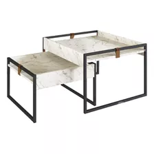 Mesa De Living Centro Ratona Hierro Y Madera Conjunto- Berna