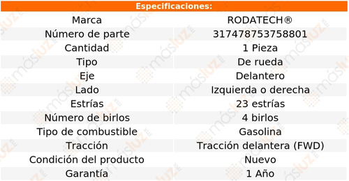 (1) Maza De Rueda Del Izq/der Kangoo L4 1.6l 04/18 Rodatech Foto 5