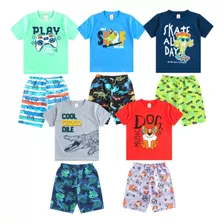 Kit 5 Conjunto Infantil Masculino Manga Curta Menino Atacado