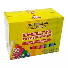 Giz De Lousa Escolar Colorido E Branco 50uni Qualidade Delta