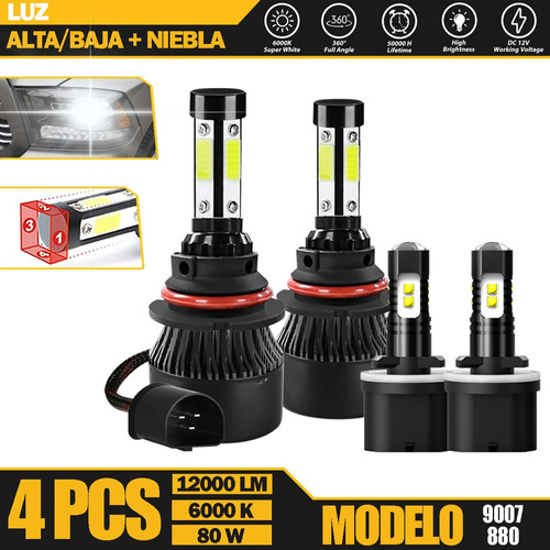 Kit De Focos Led 8000lm Luz Alta/baja/niebla Para Dodge Yy Dodge Neon