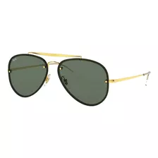 Óculos De Sol Ray-ban Aviator Blaze Standard Armação De Aço Cor Polished Gold, Lente Green De Poliamida Clássica, Haste Polished Gold De Aço - Rb3584n