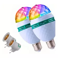 2x Lâmpada Led Globo Colorida Rotativa Giratória Festa Boate