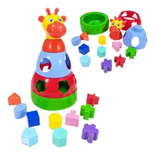 Brinquedo Girafa Didática Educativa De Encaixe Bebê Infantil