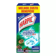 Pastilha Sanitária Adesiva Harpic 9g 2 Em 1 Pinho C/3