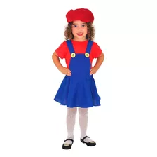 Vestido Fantasia Mario Bros Feminino Infantil