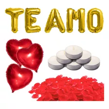 Kit De Amor 500 Pétalas +16 Velas +5 Balões +1 Frase Te Amo