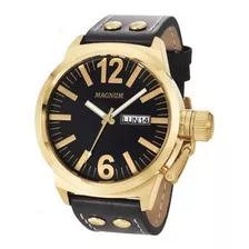 Relógio Magnum Masculino Ma31524u Dourado Couro Preto