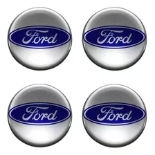 4 Emblema Adesivo Calota Ford Ka Fiesta Resinado Prata 48mm