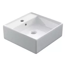 Bacha De Apoyo Baño De Loza Cuadrada Blanca 38m Cm Color Blanco