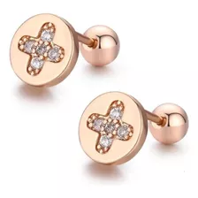 Broqueles Cruz Swarovski Oro 14k Lam Bolita Niña Bebe Adulto