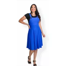 Jardineira Moda Evangelica Feminina Plusize Gode Midi Royal