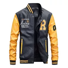 Chaqueta Casual De Uniforme De Béisbol De Cuero Para Hombre