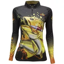 Camisa Feminina De Pesca King Dourado + Proteção Solar Uv50+