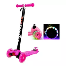 Patinete Regulável Infantil 3 Rodinhas Led Até 60kg Cor Rosa