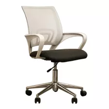 Silla De Escritorio Tisera F03 Ergonómica Negra Y Blanca Con Tapizado De Cuero Sintético Y Mesh