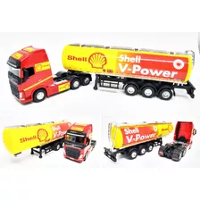 Miniatura Caminhão Volvo Fh500 Carreta Bau Tanque 1/64 25cm