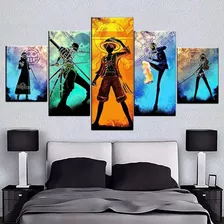 5 Cuadros Canvas Anime One Piece Arte Neon Colorido 100x56