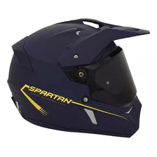 Casco Para Moto Doble Proposito Spartan Wolf Azul Mate