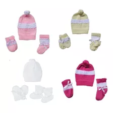 4 Kits Lã Touca+luvas+meias Bebê Menina Atacado Envio24hrs