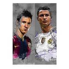 Vinilo Decorativo Tipo Poster Art Messi Cristiano - 70cm 